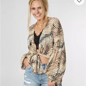 BILLABONG Breathe Light Woven Top In Black Palms